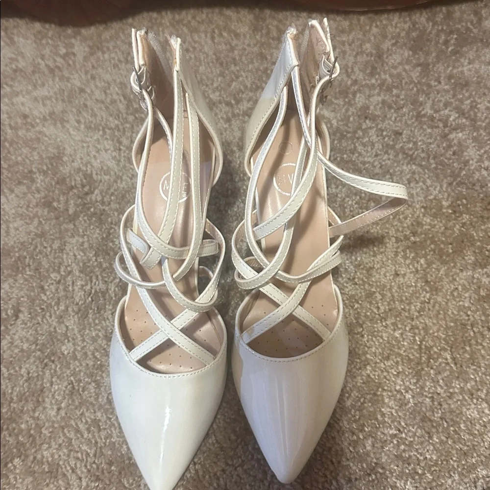 Elegant Cream Strappy Heels - Picture 1 of 5